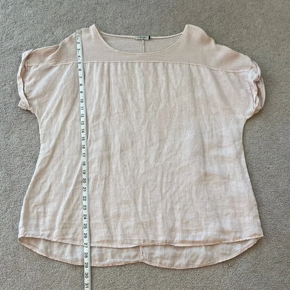 Lungo L'Arno 100% Linen Made in Italy Pink Short Sleeve Top Sz 1X Lagenlook